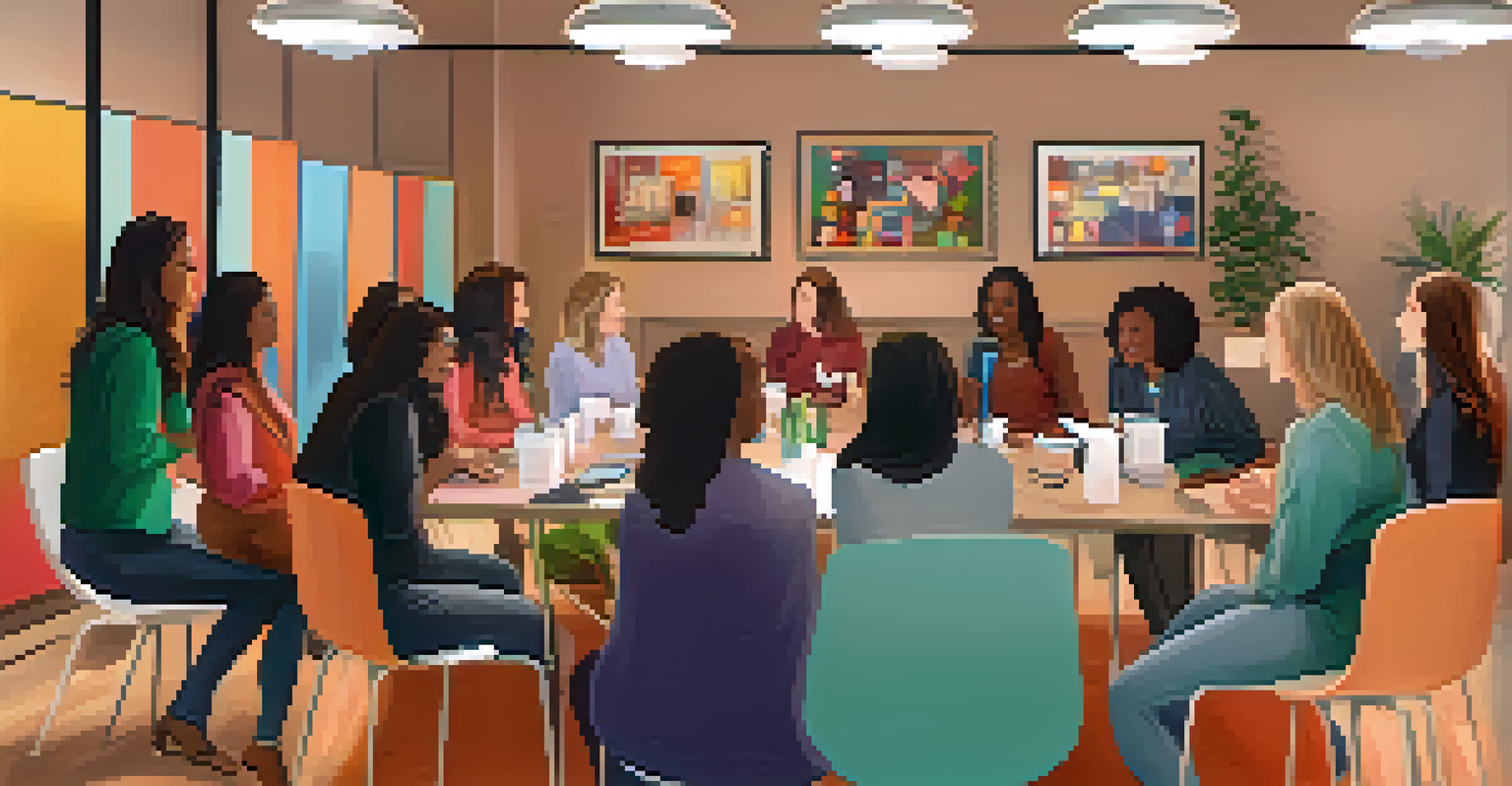 Women in tech networking and sharing experiences at a community event.