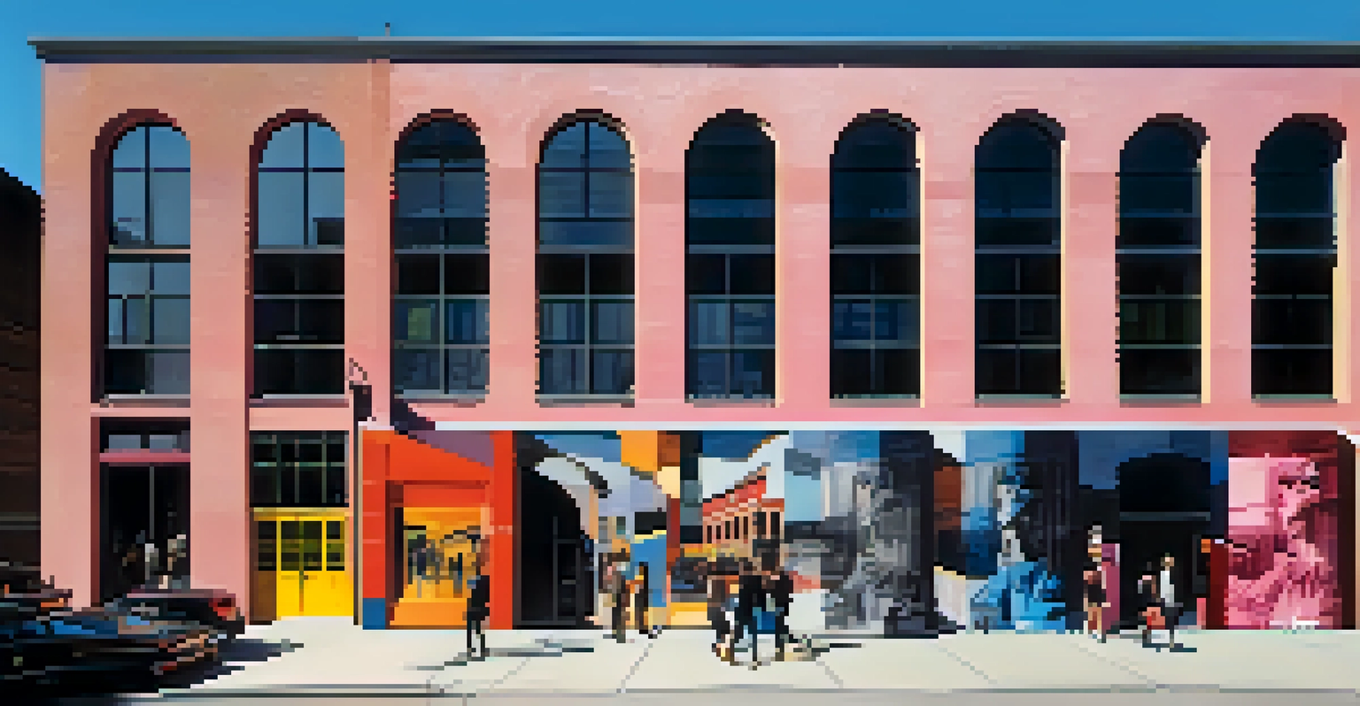 The exterior of The Andy Warhol Museum with modern architecture and a colorful mural.