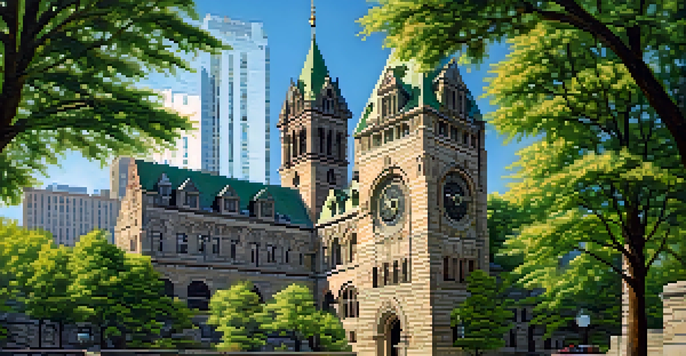 A picturesque view of the Allegheny County Courthouse highlighting its architectural beauty and surrounding greenery.