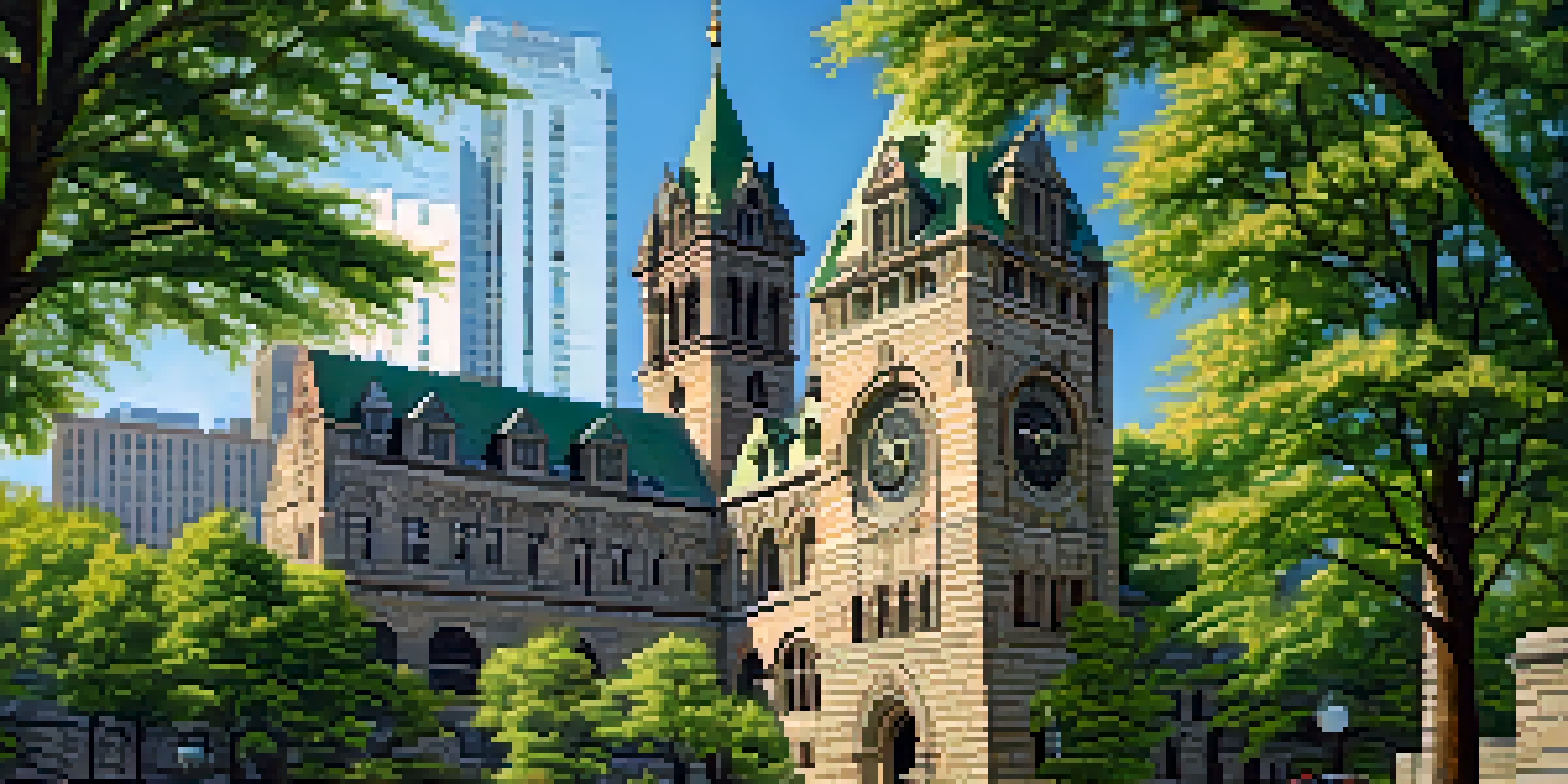 A picturesque view of the Allegheny County Courthouse highlighting its architectural beauty and surrounding greenery.