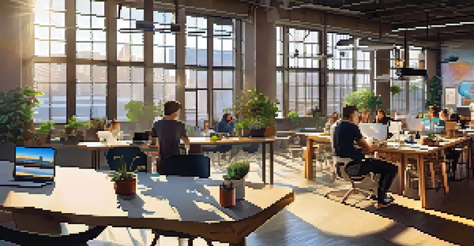 A collaborative workspace in Pittsburgh, showing people working together on technology projects in a bright, modern environment.