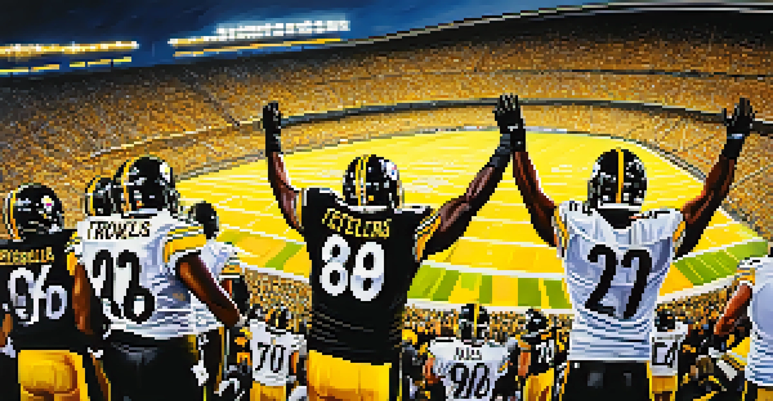 A packed stadium with fans waving Terrible Towels during a Steelers game, filled with excitement.
