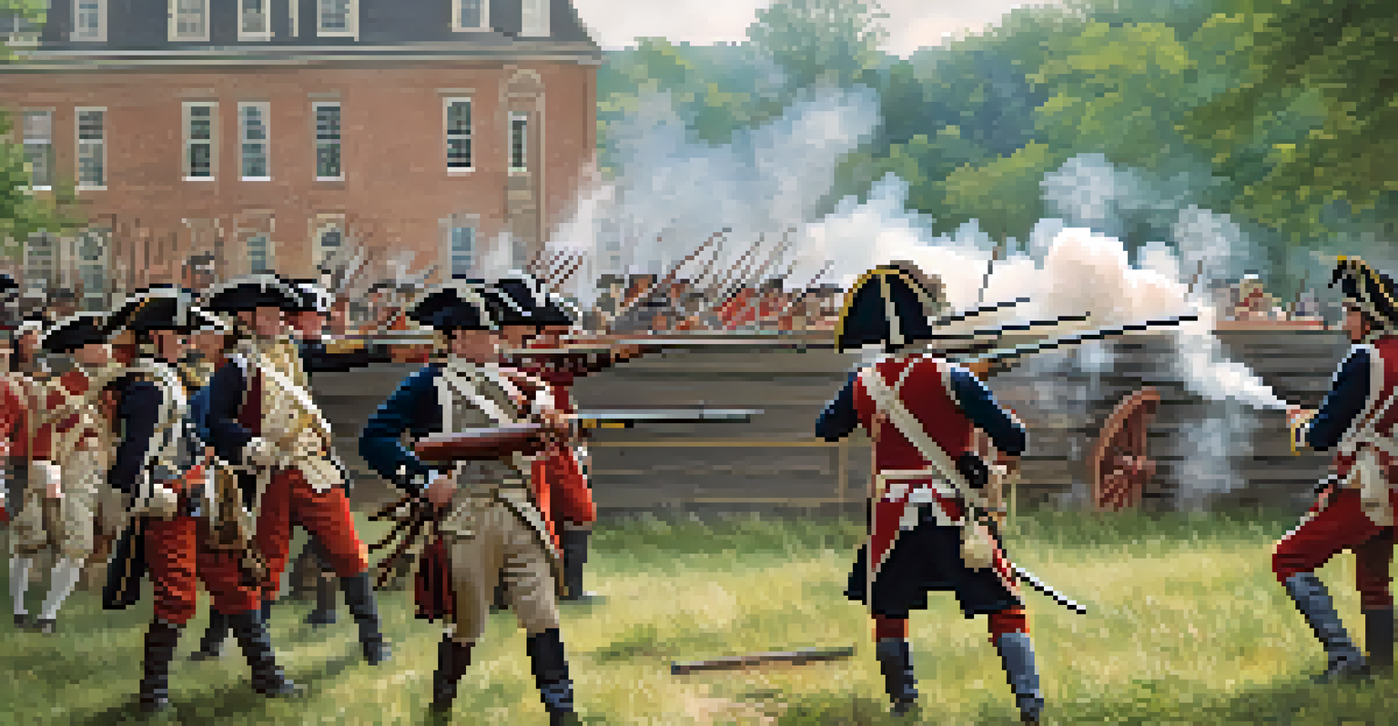 A reenactment of a battle at Fort Pitt with soldiers in historical uniforms and spectators watching.