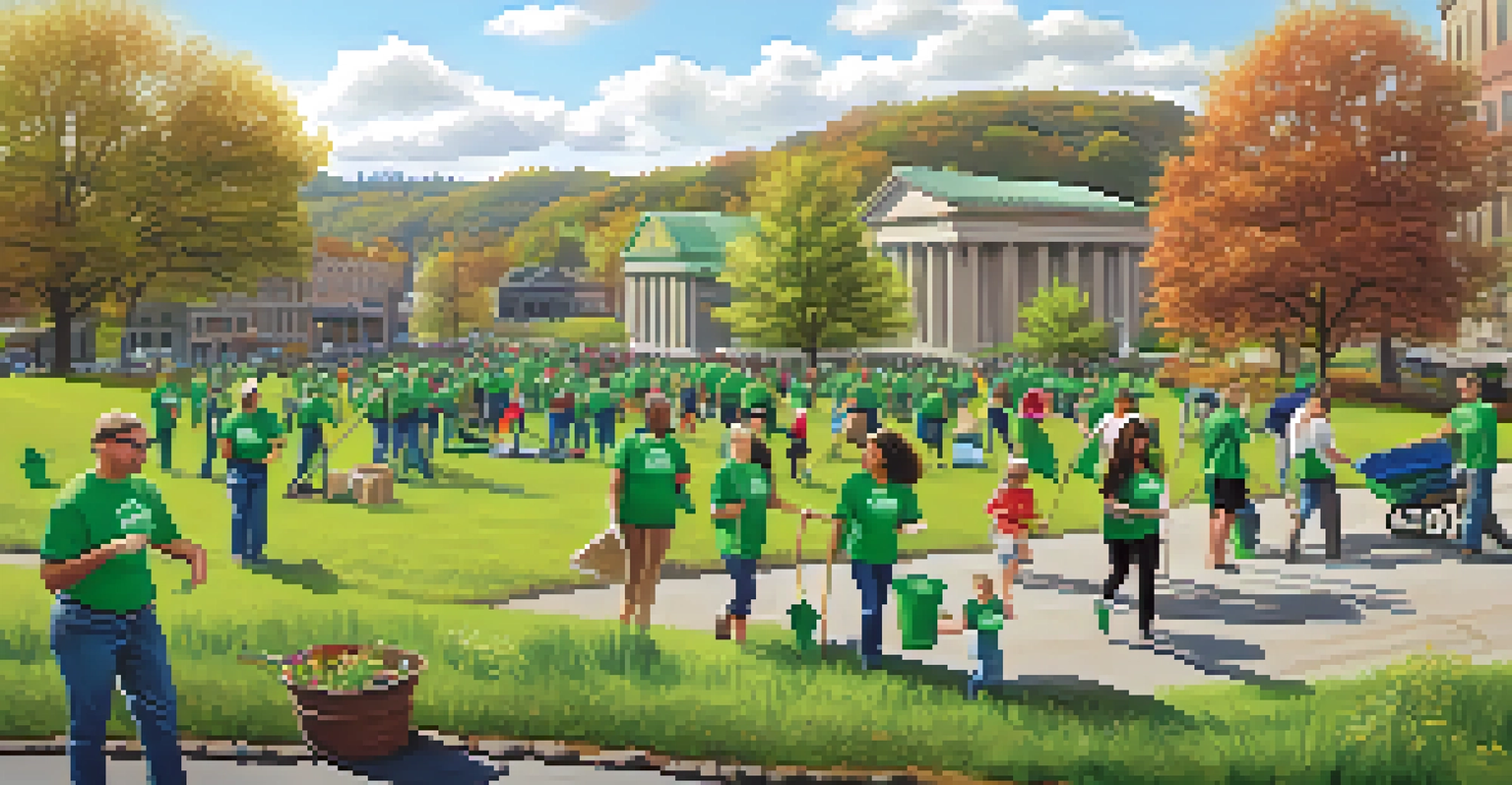Volunteers participating in a community clean-up event along Pittsburgh's Heritage Trail.