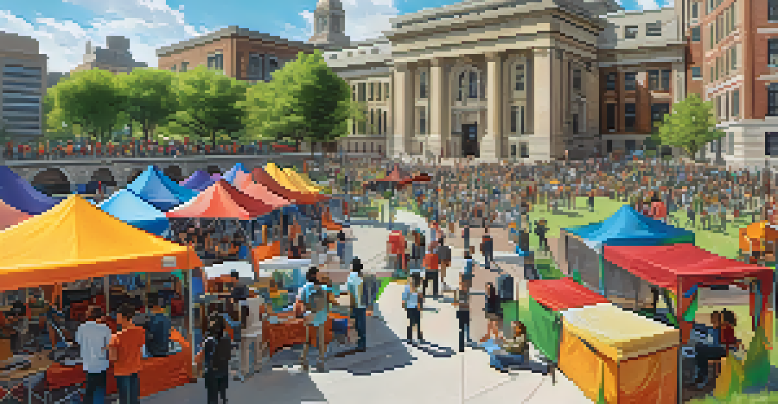 An outdoor event at Carnegie Mellon University, where students and faculty showcase innovative research projects under colorful tents.
