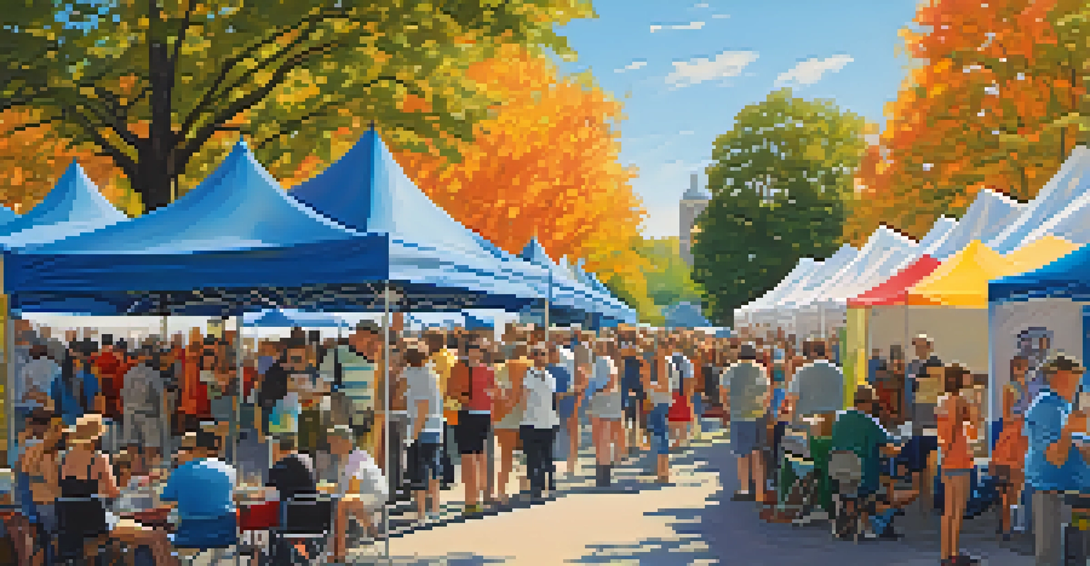 An outdoor art festival in Pittsburgh's park with artists showcasing their work and attendees enjoying the event.