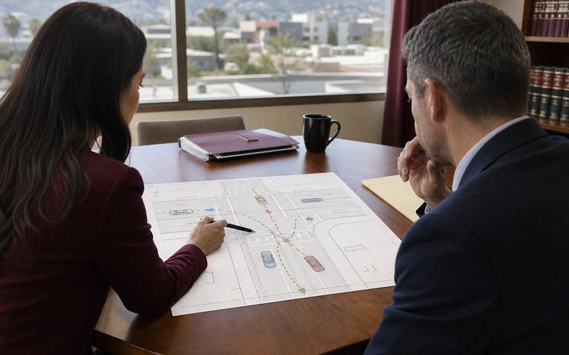 An attorney using a balanced fault diagram to compare the conduct and evidence of multiple people