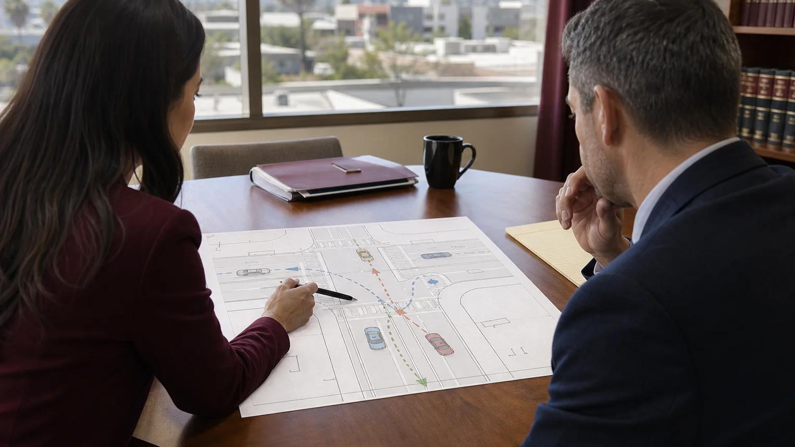 An attorney using a balanced fault diagram to compare the conduct and evidence of multiple people