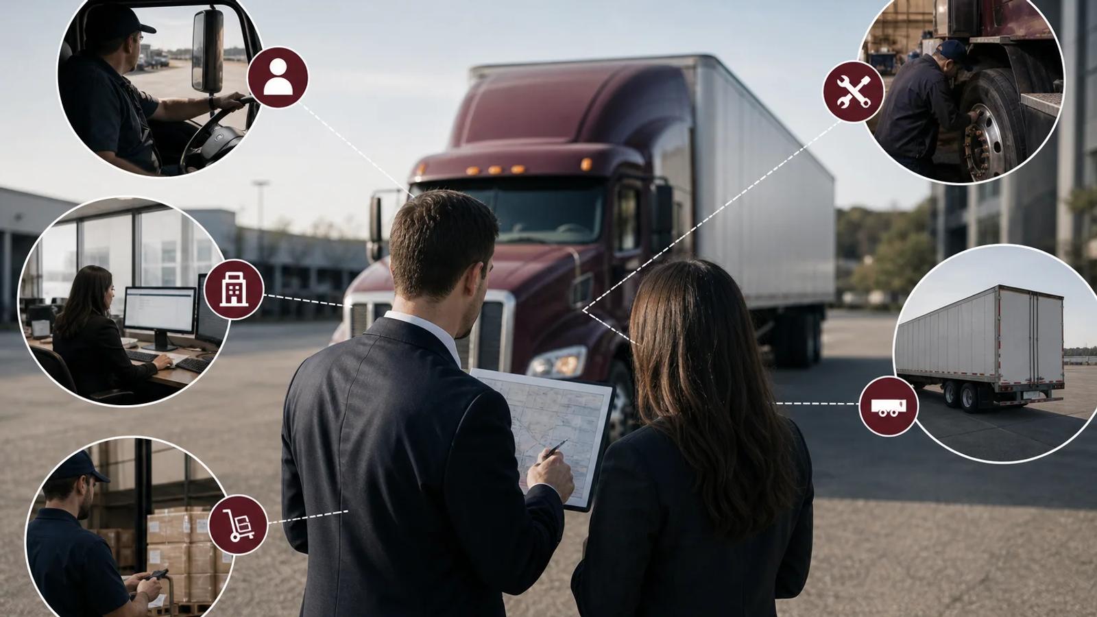 Counsel mapping a commercial truck's driver, carrier, trailer owner, maintenance vendor, and cargo company