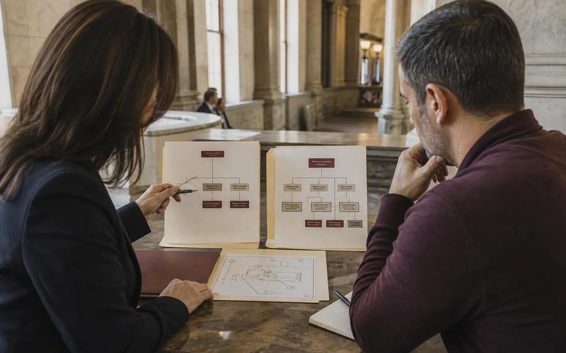 Counsel comparing a charge sheet with a neutral incident diagram showing distance, an object, and witness positions