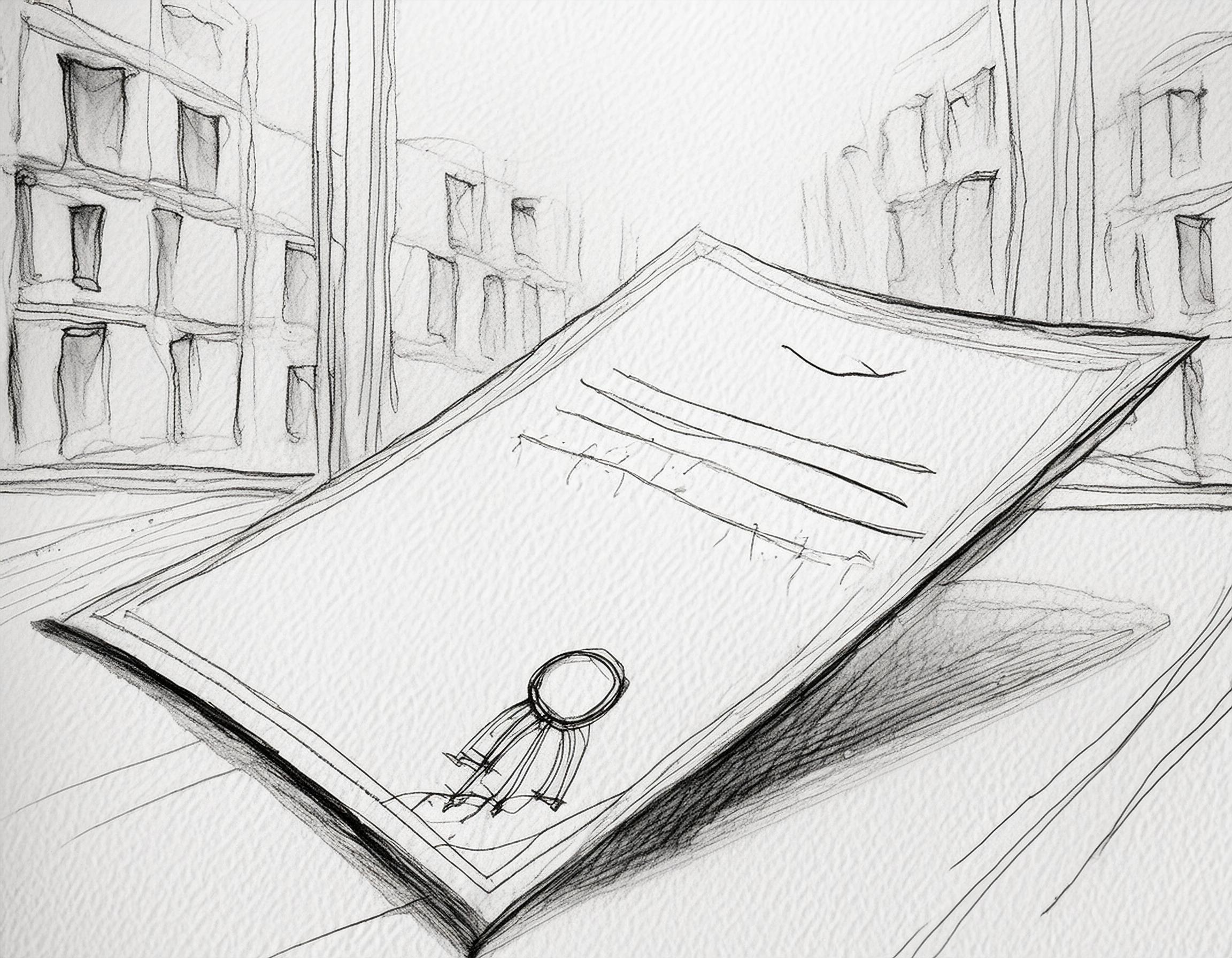 Dokument som ligger på et bord i et kontorlandskap, hvor du ser litt av vinduene