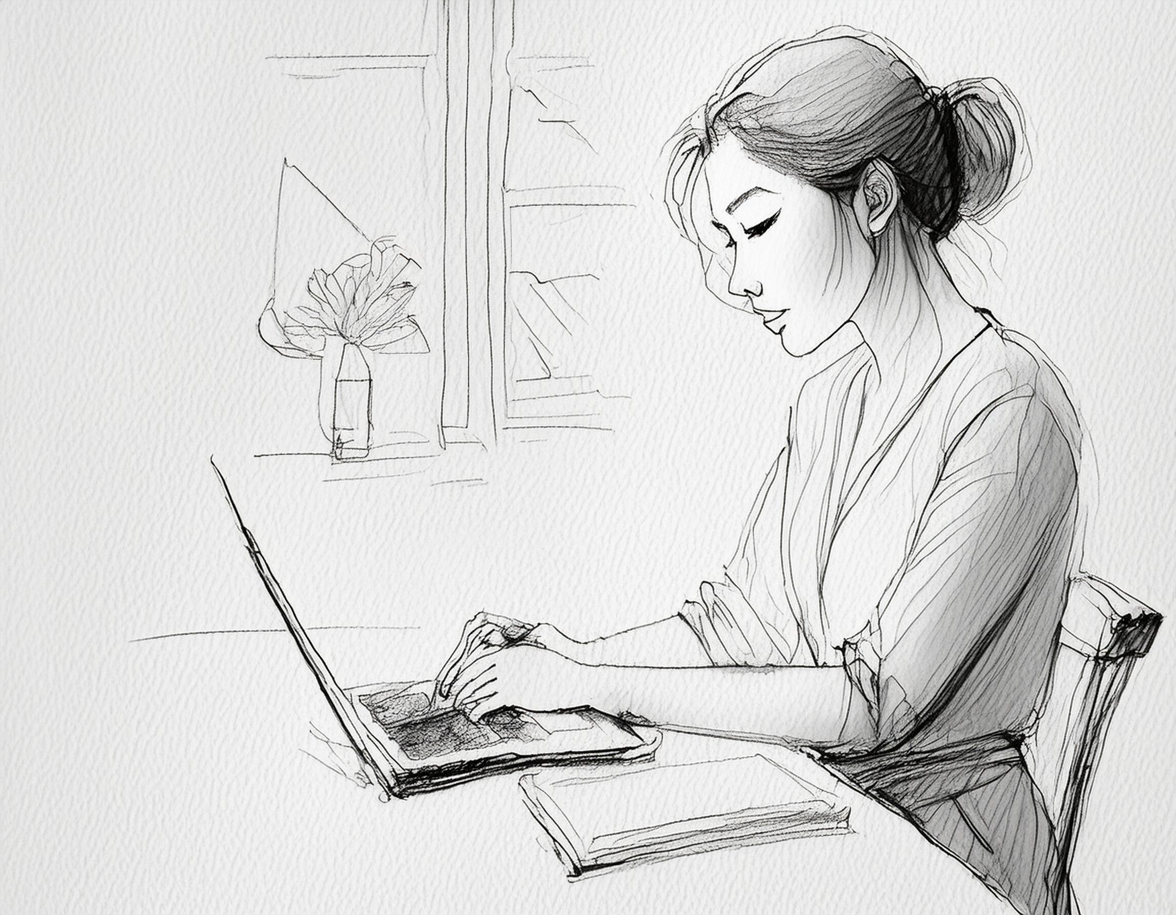 Kvinne foran laptop
