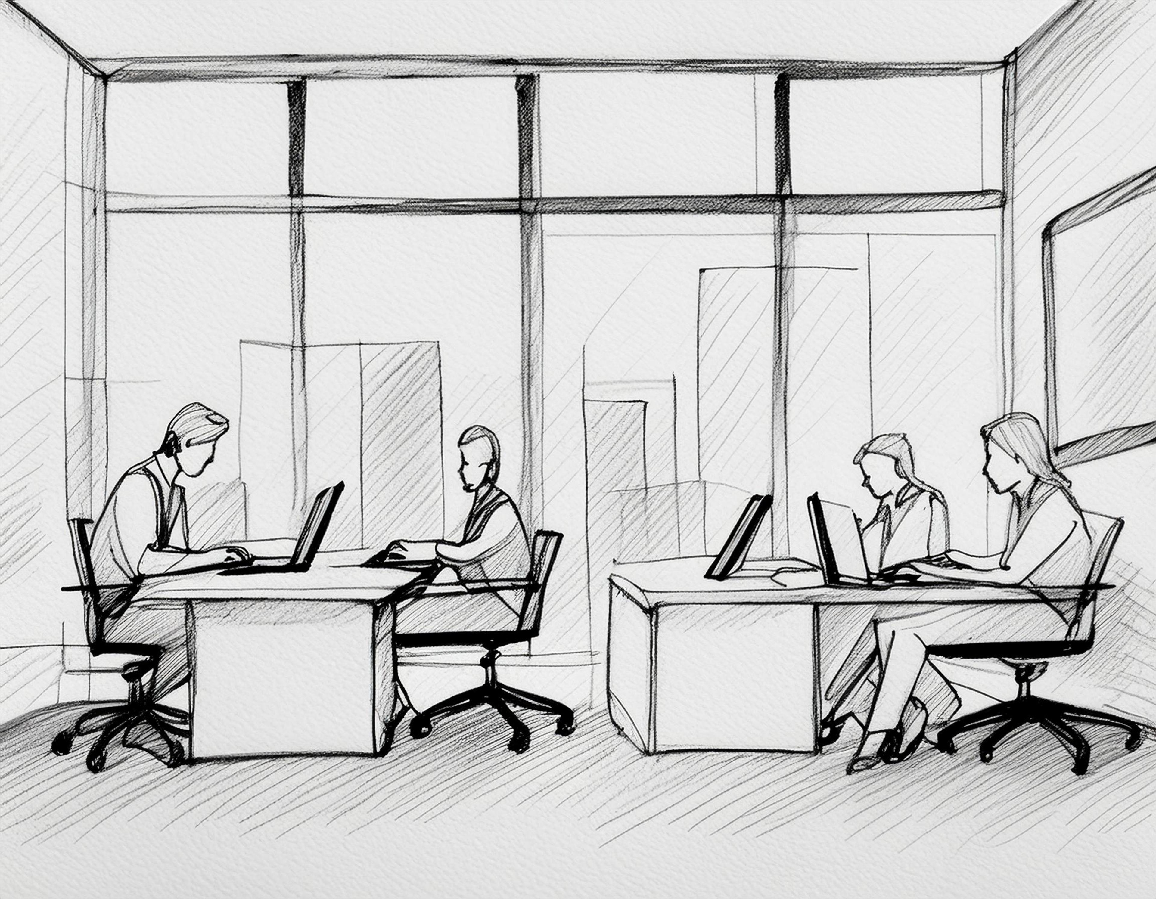 Firefly generert bilde av en gruppe ansatte som jobber på et kontor