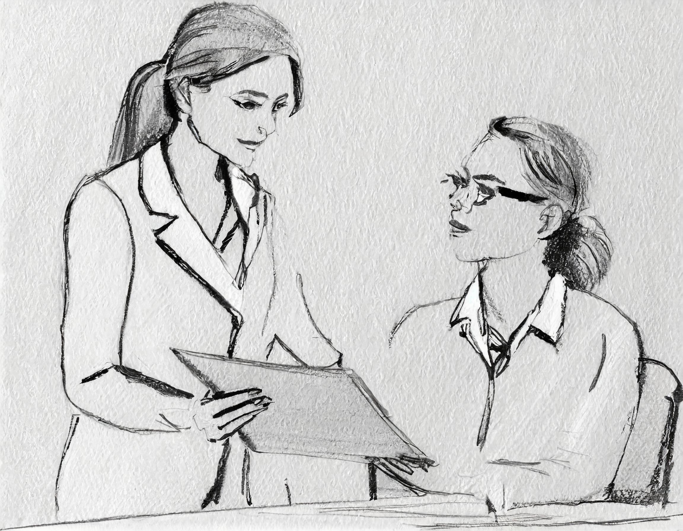 Arbeidsgiver og ansatt går gjennom offboarding dokument