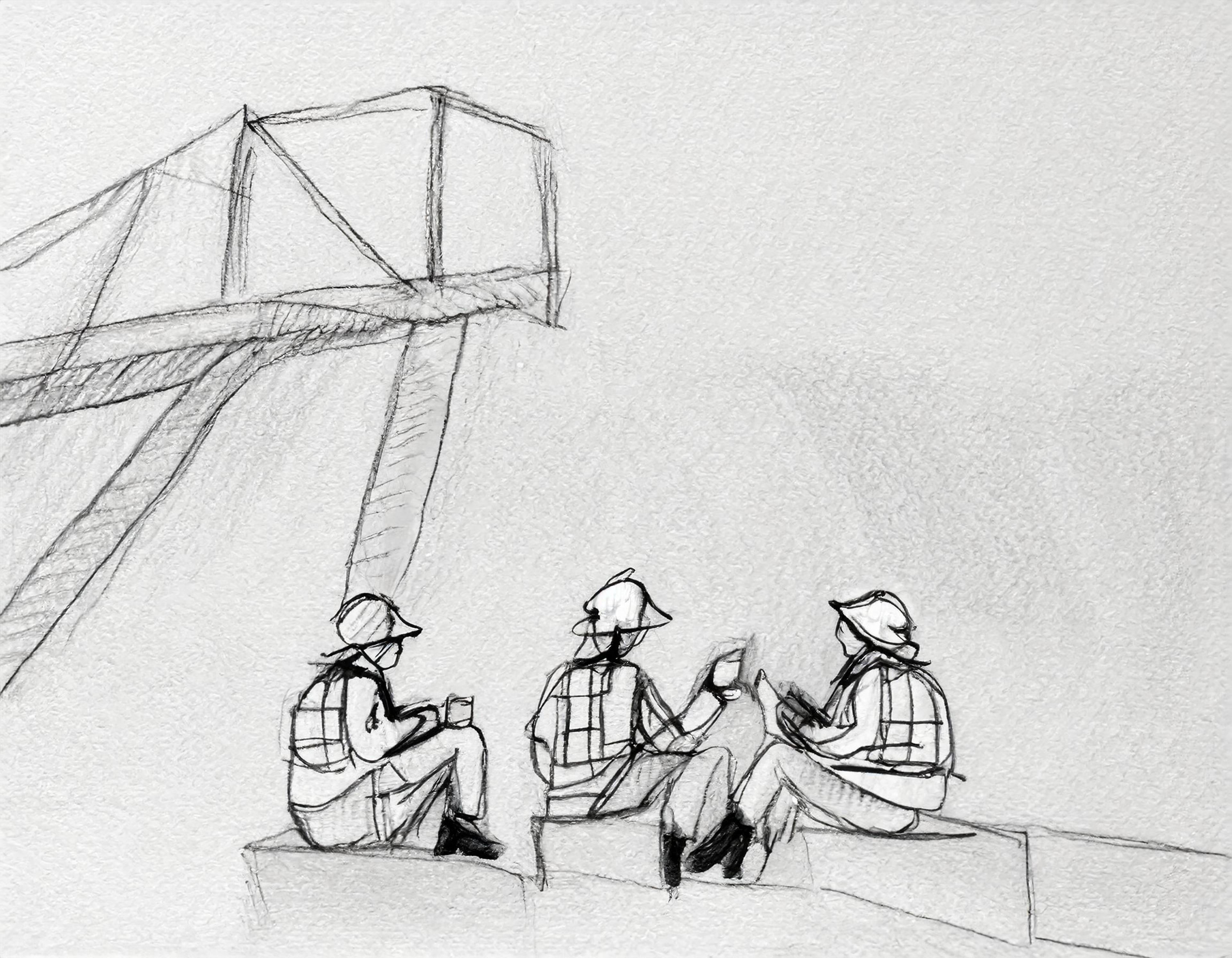 Firefly generert bilde av en gruppe veiarbeidere som sitter på anleggsplassen med gravemaskiner rundt seg og spiser lu (1).jpg