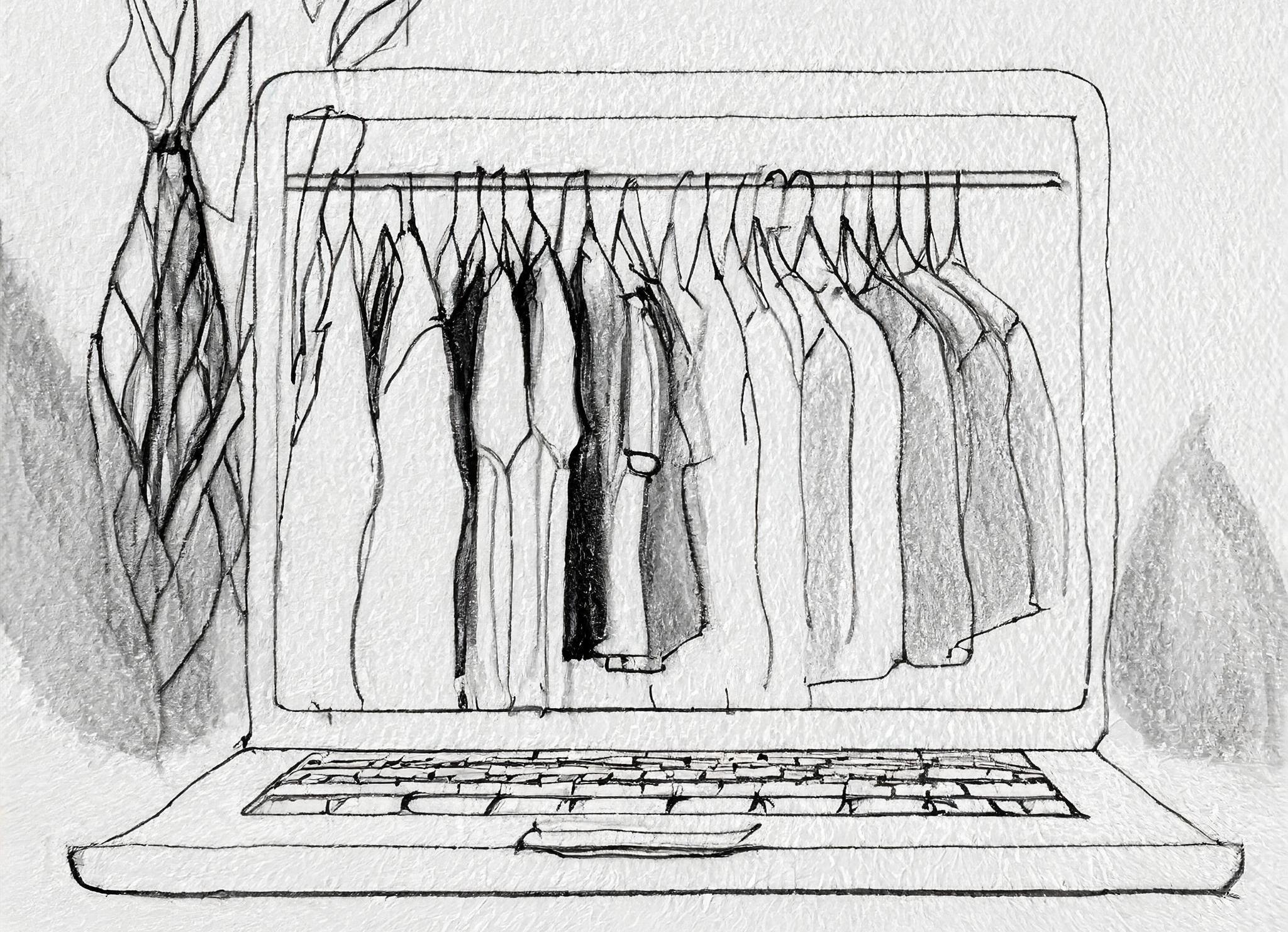 klær på en laptop-skjerm