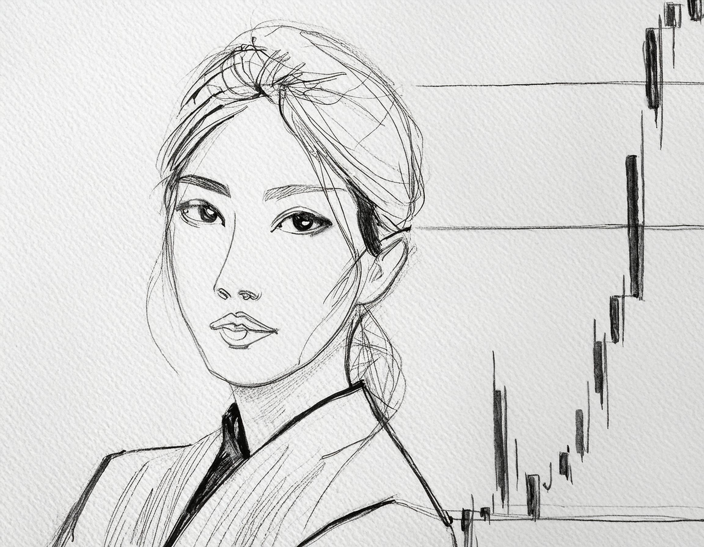 Firefly en smilende person som står foran en skjerm som viser utviklingen av aksjer på en børs