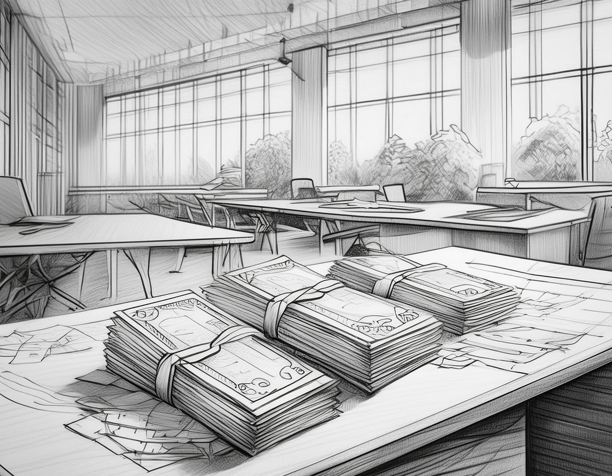 Firefly-generert: Sedler på et bord