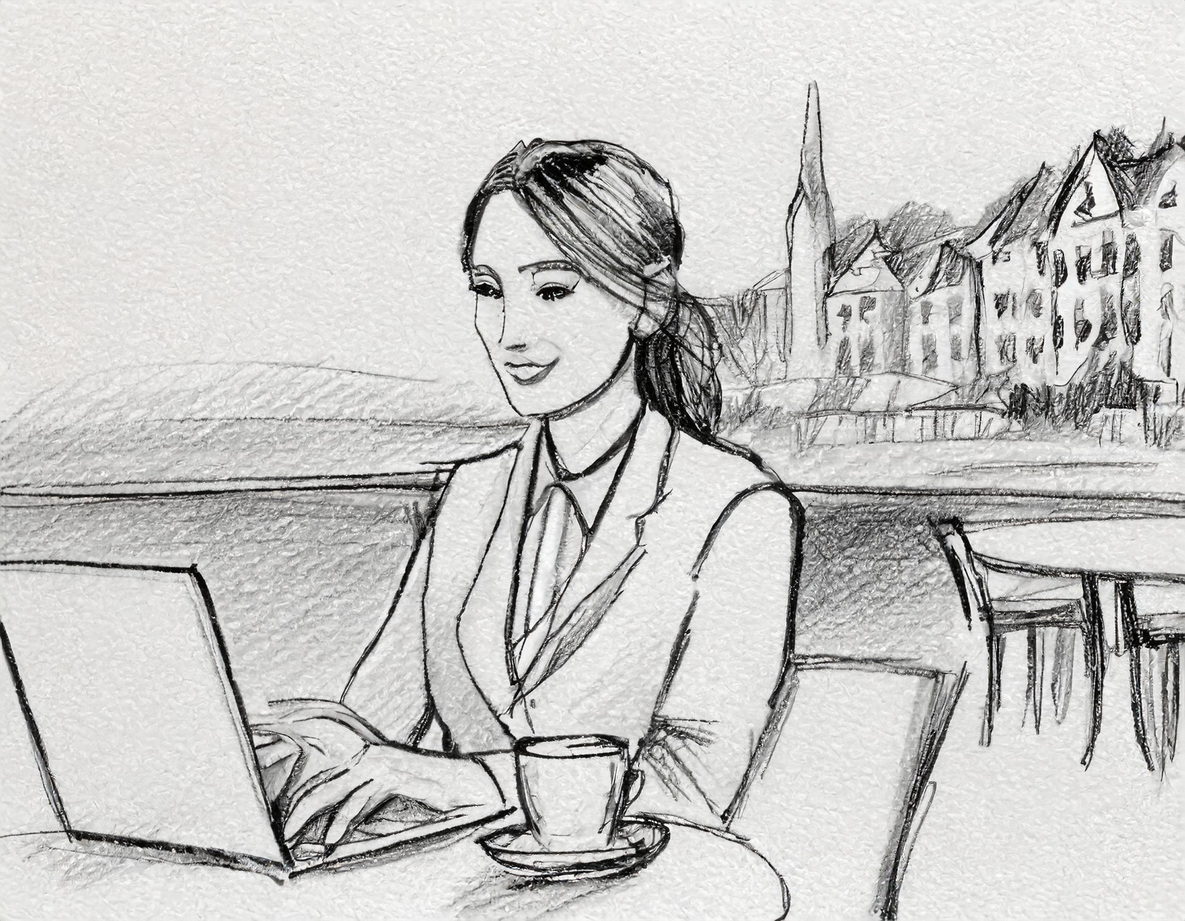 Kvinne som sitter foran pc og jobber som selvstendig næringsdrivende