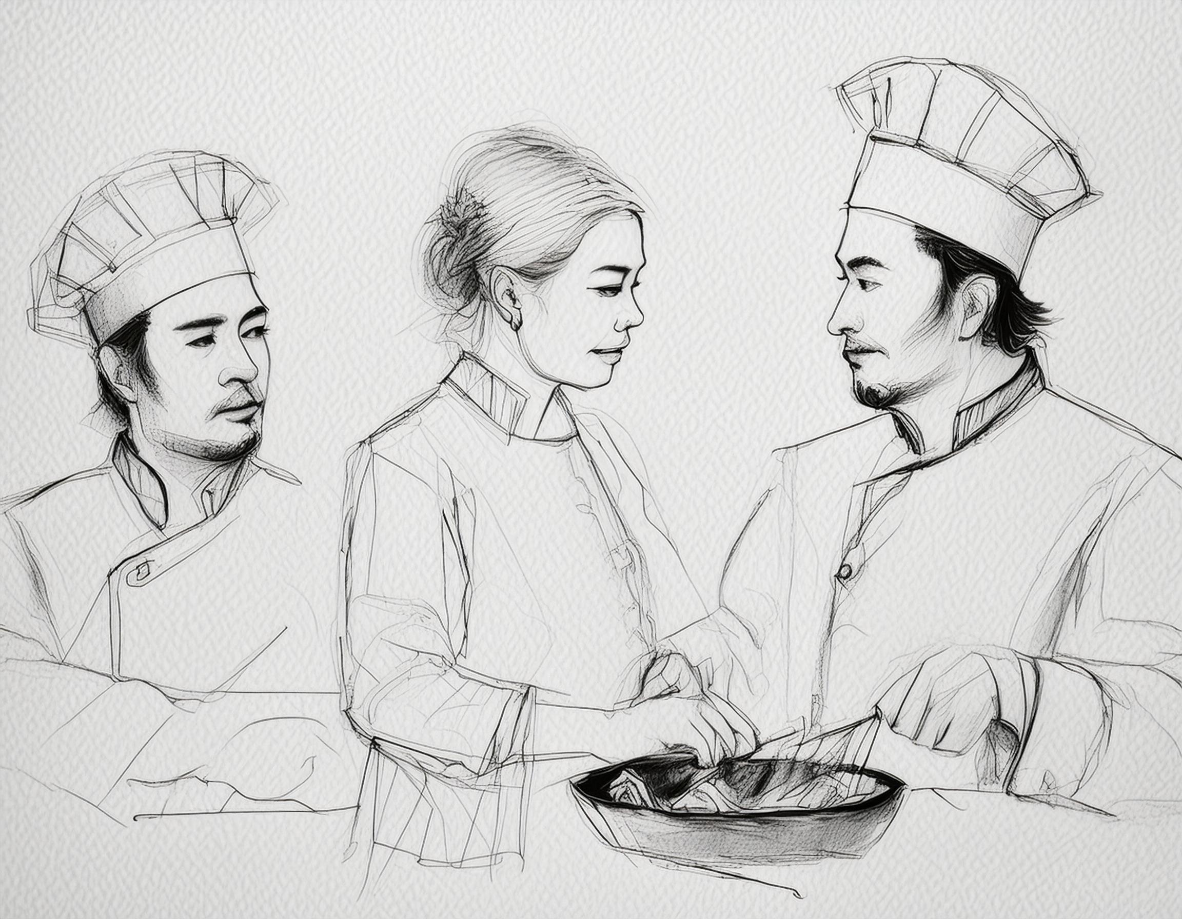 to kokker og en person og en stekepanne