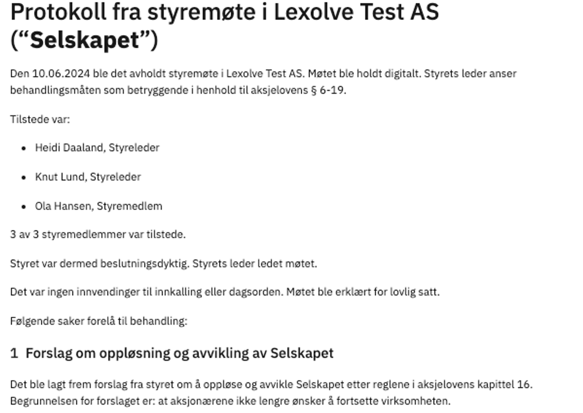 Eksempel på oppløsning