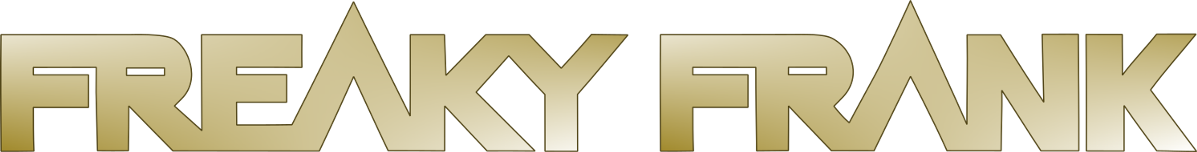 FREAKY FRANK horizontallye lined sharp letters in gold nameplate style