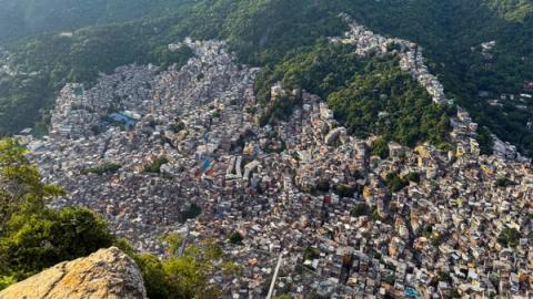 view of rochina favela in rio de janeiro, brazil