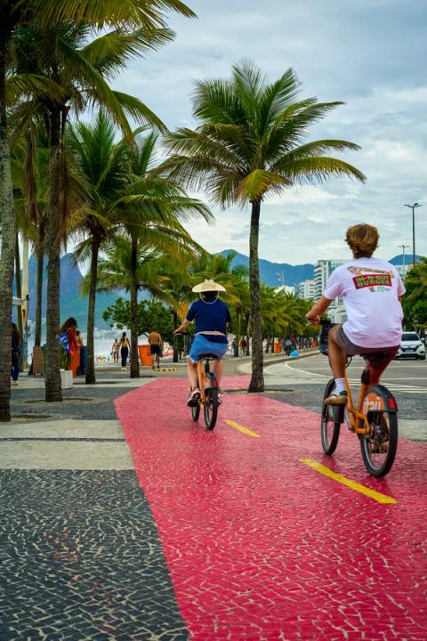 people biking on the promenade between copacabana and ipanema