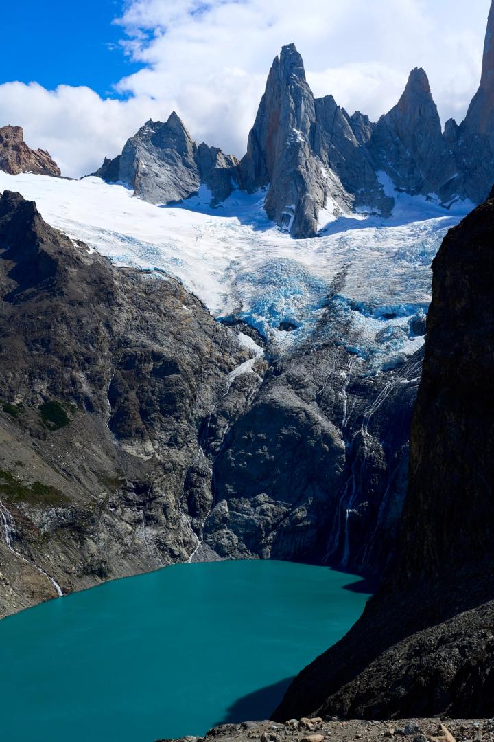 view after hiking to the fitz roy mountain in el chalten, argentina