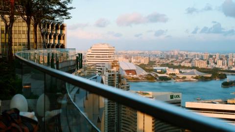 View of Singapores skyline from Mr.Stork bar, Singapore