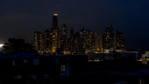 View of the panama city skyline at night
