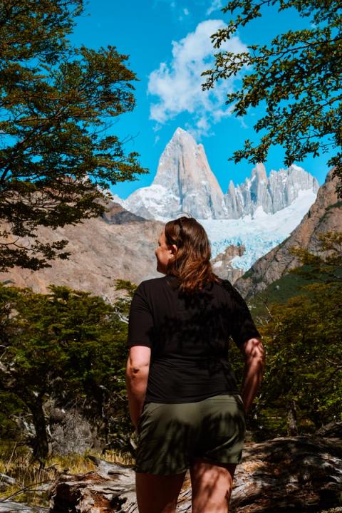 woman hiking in el chalten, argentina