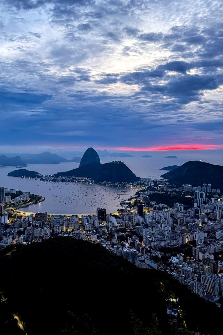 views from mirante dona marta at sunrise in rio de janeiro, brazil