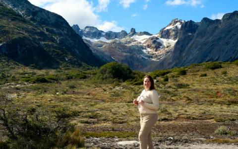 woman hiking in ushuaia, argentina