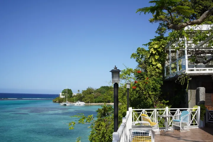 View from our Hotel Hibiscus Lodge in Ocho Rios