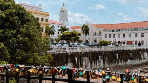 view of a church in casco viejo, panama city