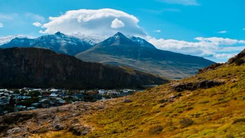 view of El Chaltén town from Mirador de los Cóndores in argentina