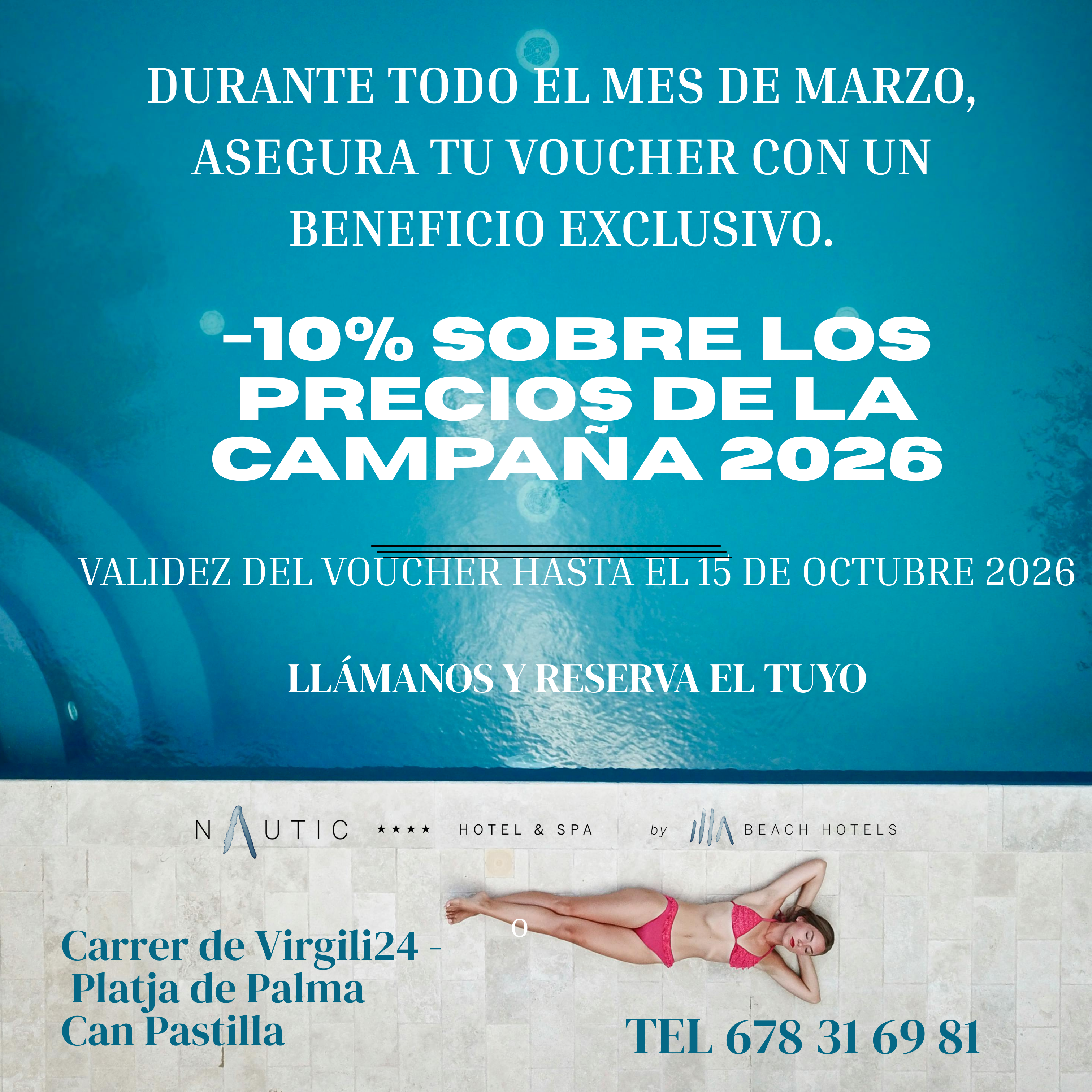 Mallorca spa voucher offer with 10% discount at Nautic Spa Can Pastilla