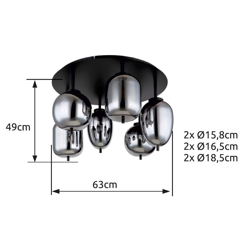 GLOBO BLACKY 15345-6D stropné svietidlo