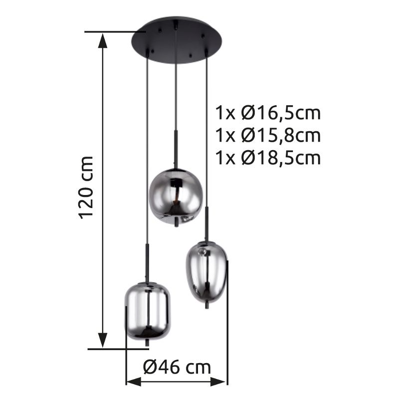 GLOBO BLACKY 15345-3 závesné svietidlo