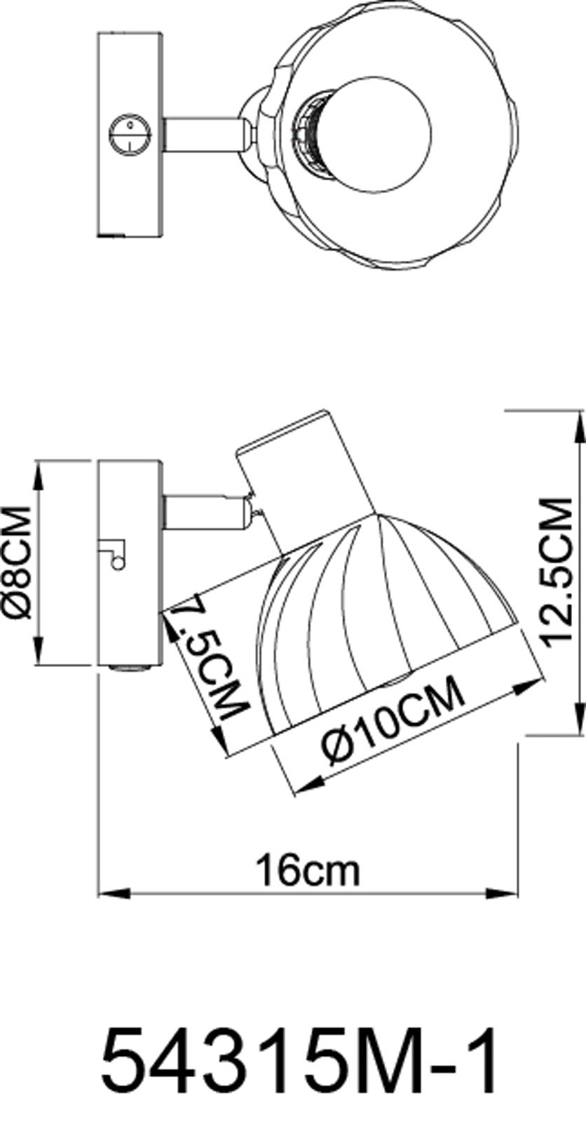 GLOBO ZACHERY 54315M-1 nástenné svietidlo
