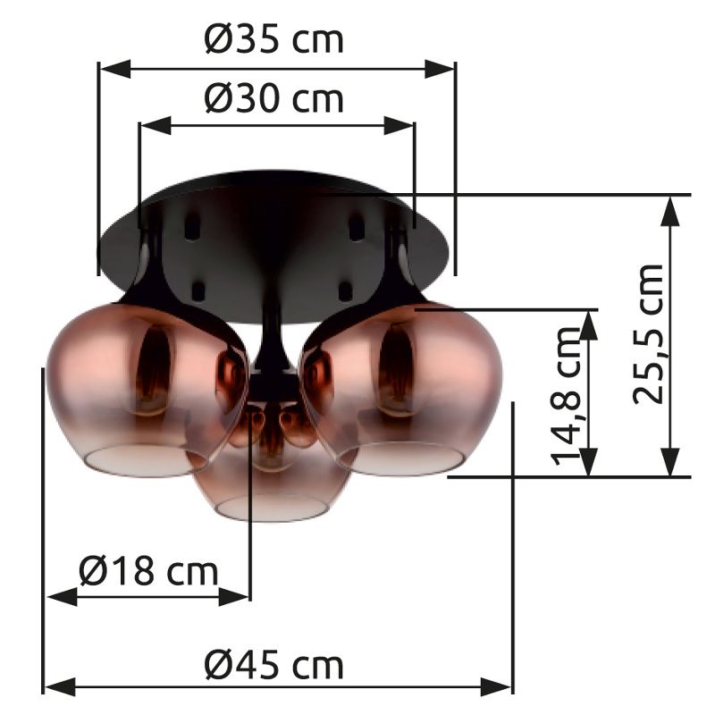 GLOBO MAXY 15548-3DG stropné svietidlo