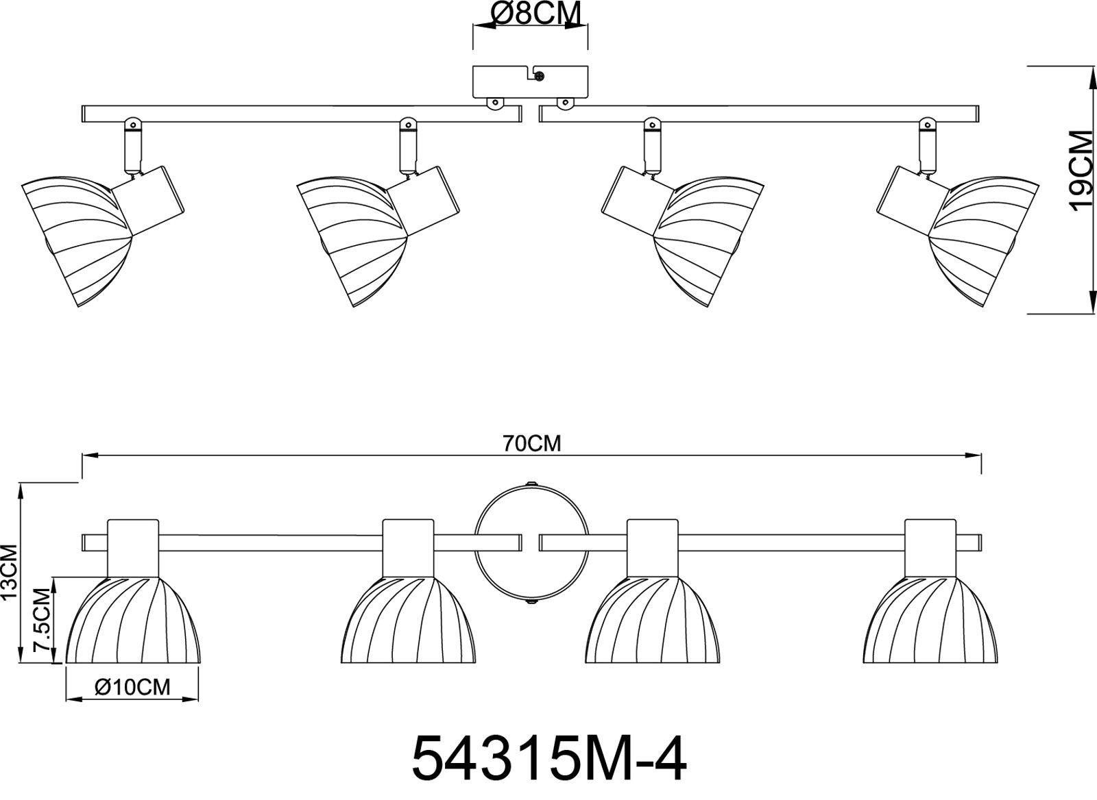 GLOBO ZACHERY 54315M-4 stropné svietidlo