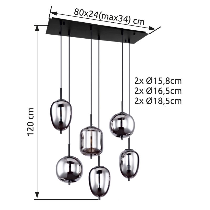 GLOBO BLACKY 15345-6 závesné svietidlo