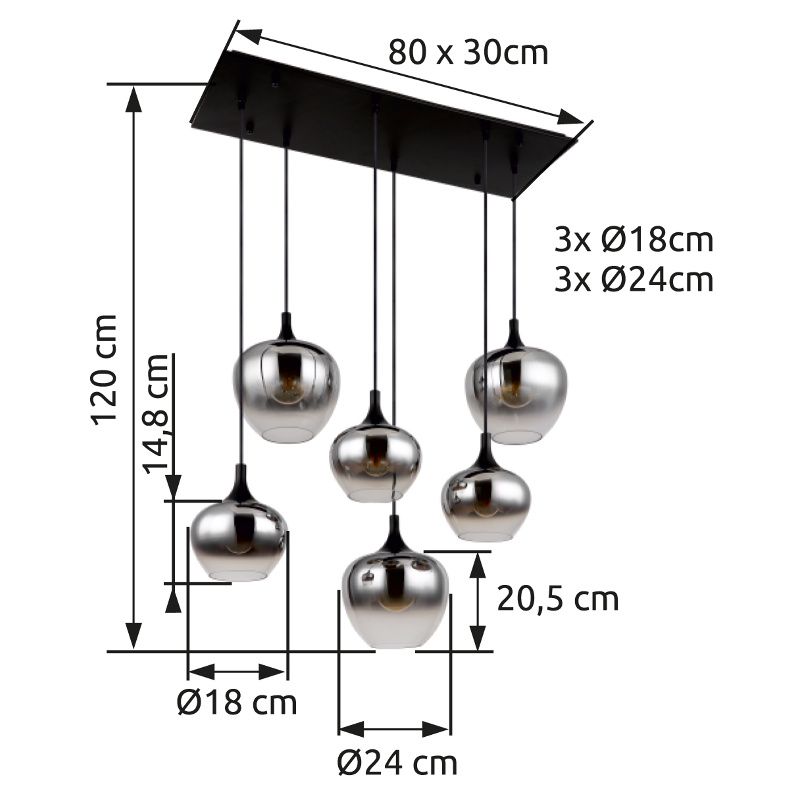 GLOBO MAXY 15548-6H závesné svietidlo