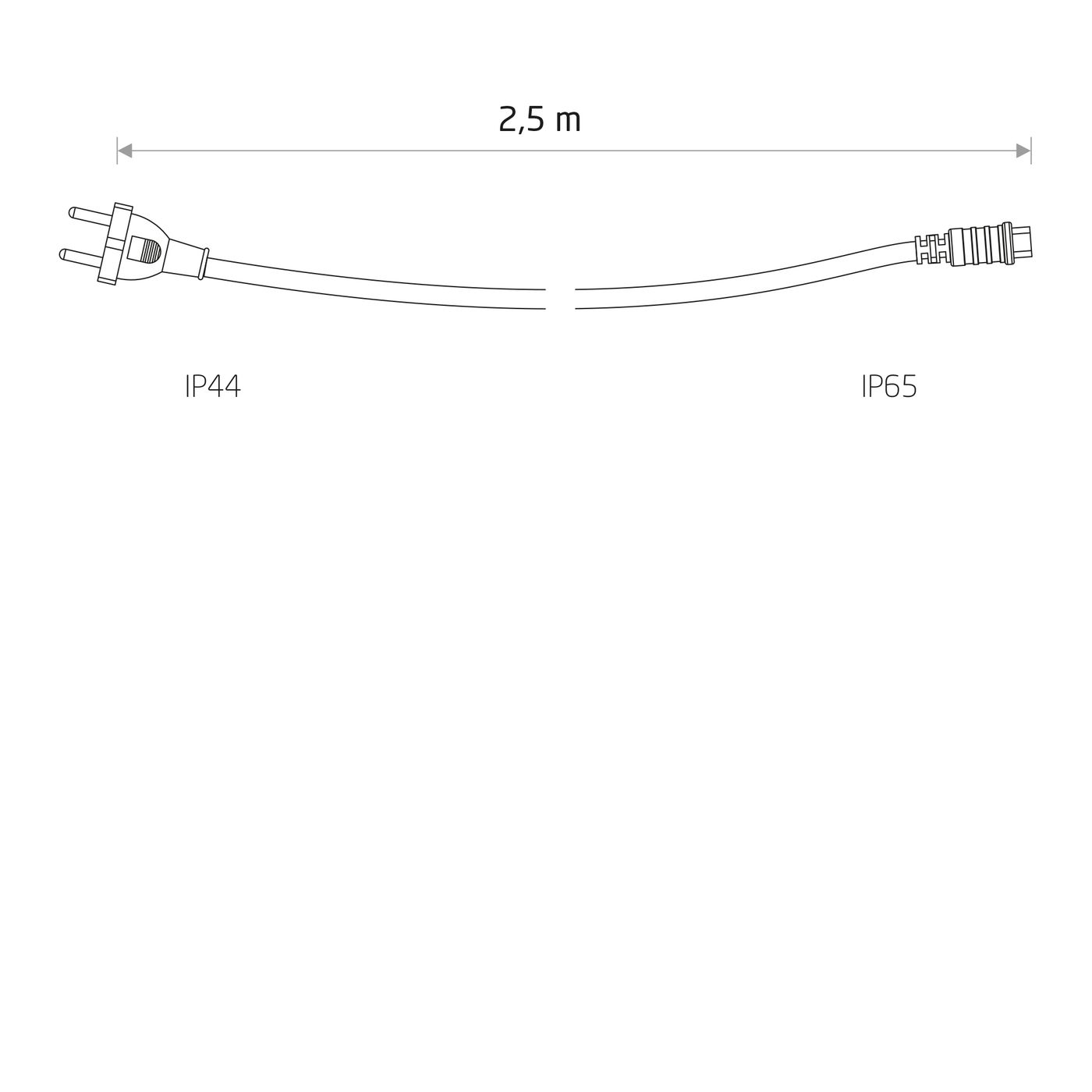 POWER CORD FOR FESTOON LIGHTS 2,5 m IP44/IP65 7871