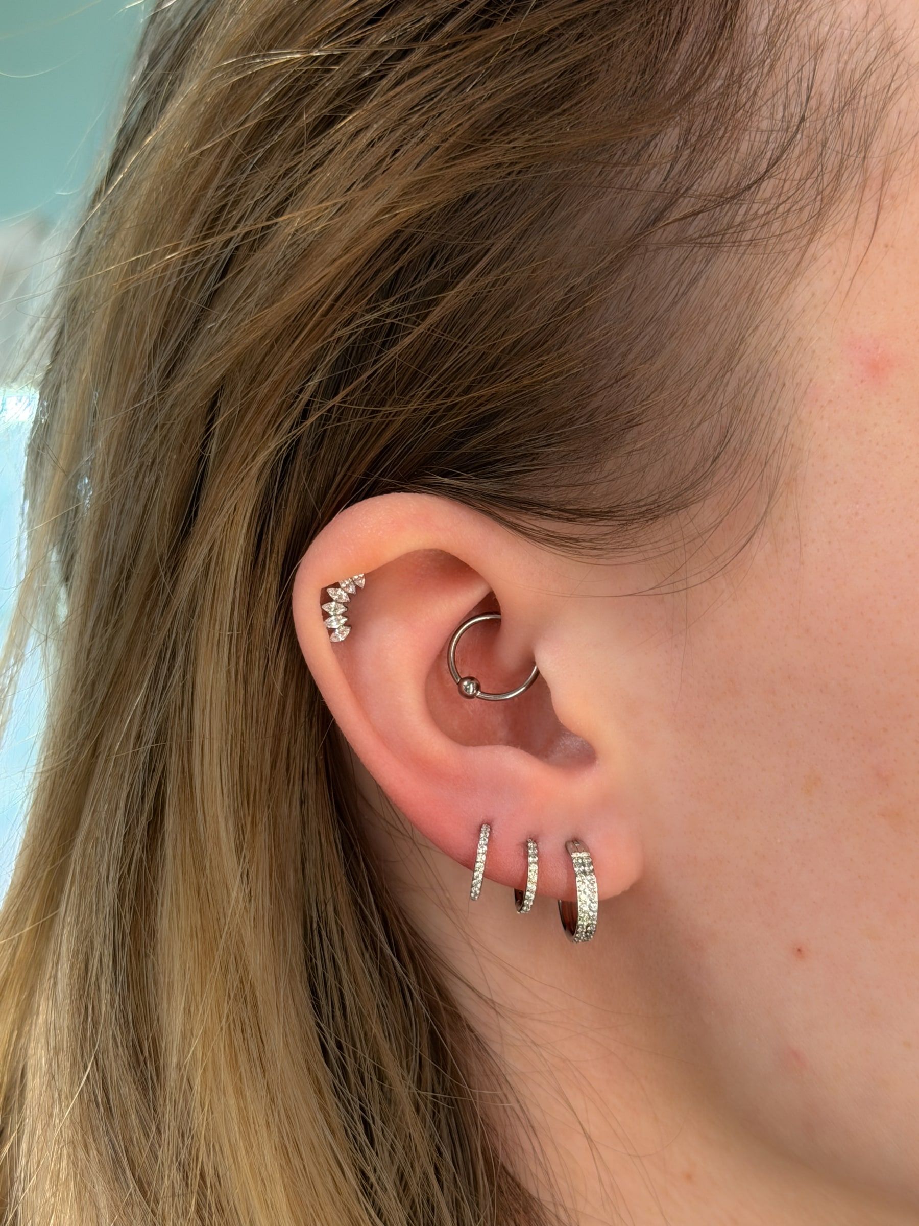 Daith, helix a piercingy laloka