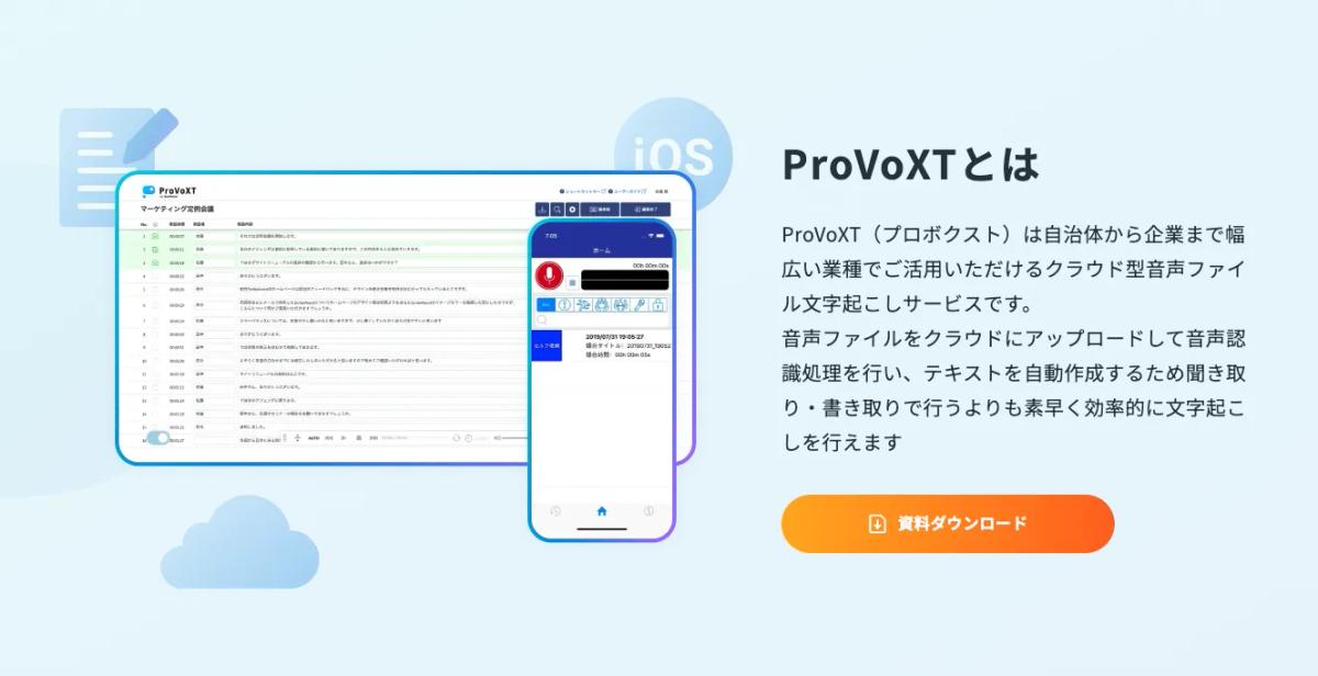 AmiVoice ProVoXTのパソコン版とスマートフォン版の画面