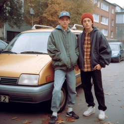 Foto von Mann vor Verbrennerauto