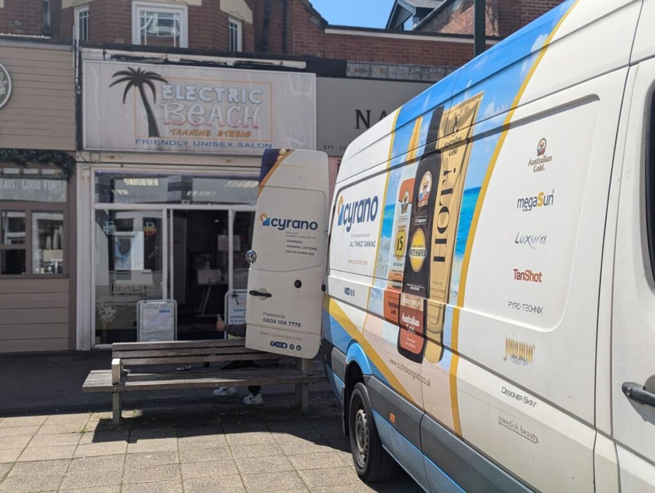 Cyrano Van outside salon